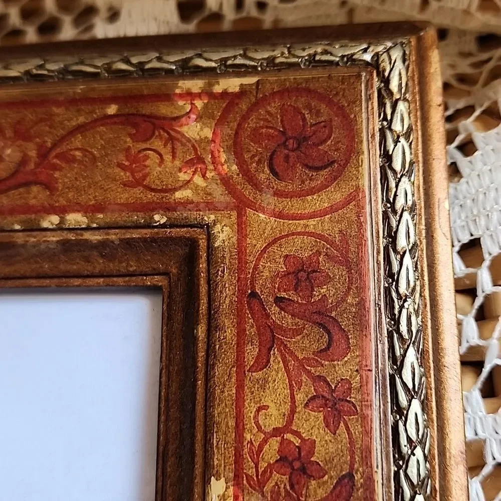 Distressed Weighted Gilded Floral  Photo Frame